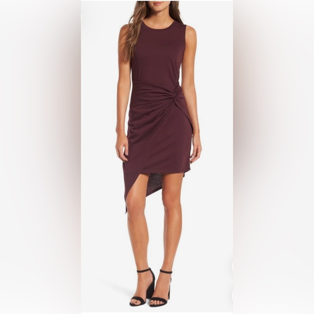 Twist-Front High/Low Sleeveless Dress